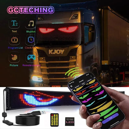 LED Matrix Panel for Car or Truck with App Control RGB Scrolling Display Programmable via Bluetooth