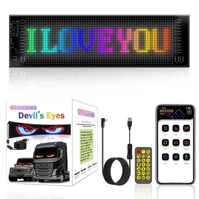 LED Matrix Panel For Car Or Truck With App Control RGB Scrolling Display Programmable Via Bluetooth 1