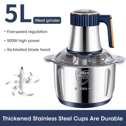 5L Electric Meat Grinder And Food Processor  Stainless Steel Chopper  Vegetable Slicer For Kitchen  19