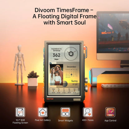 Divoom Times Frame Smart Display  101 DIY Digital Clock With Crypto Stocks Weather  Calendar Widget 4