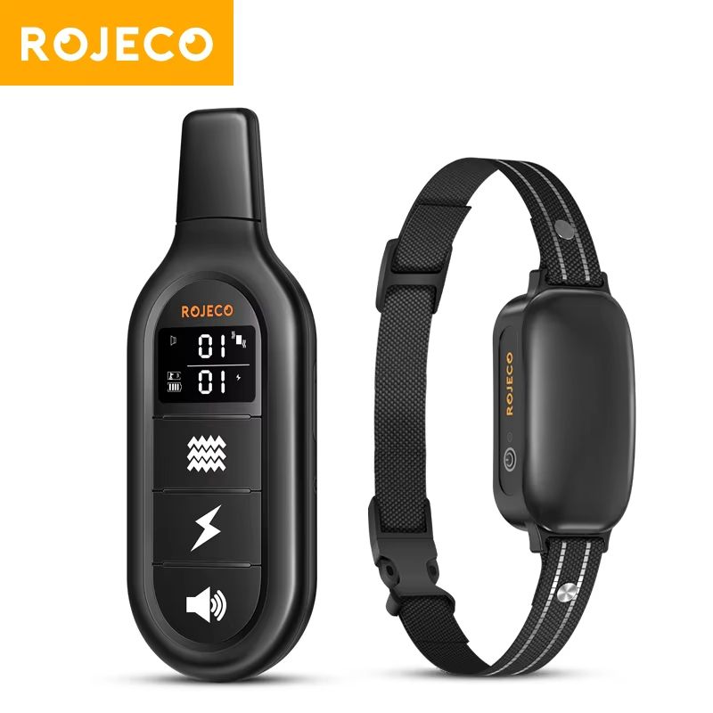 ROJECO Electric Dog Training Collar – Waterproof Remote-Control Bark Stop Collar with Vibration, Shock & Beep Modes