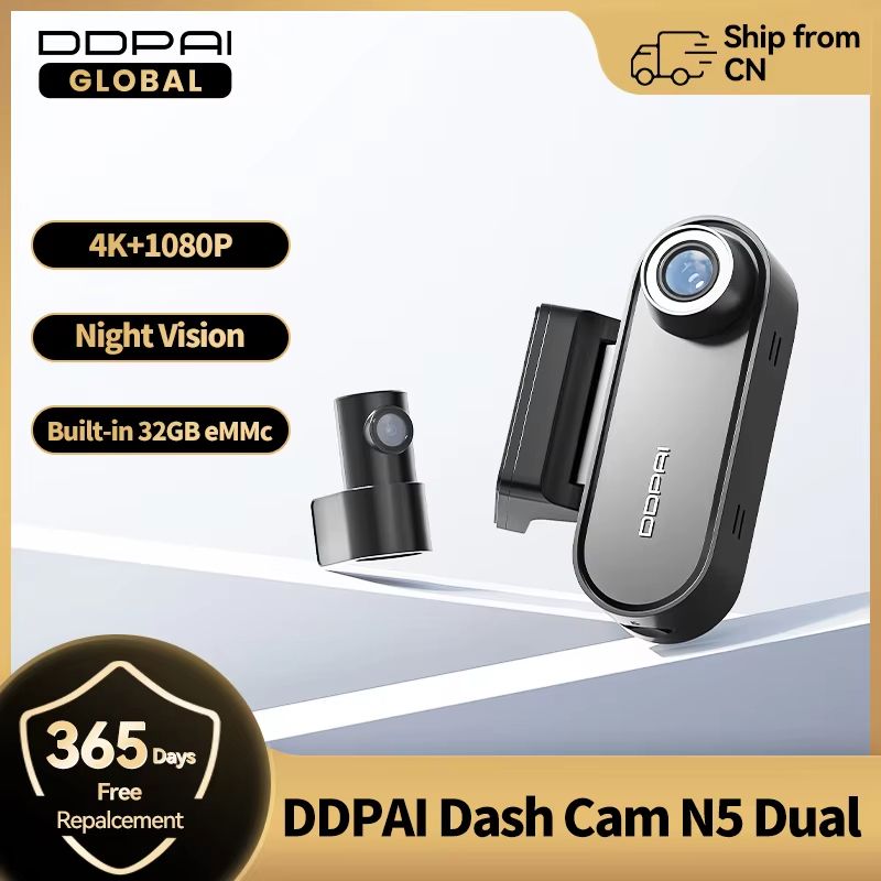 DDPAI N5 4K Dual Dash Cam – Front and Rear Ultra HD Car Camera with Night Vision, GPS & ADAS Smart Features