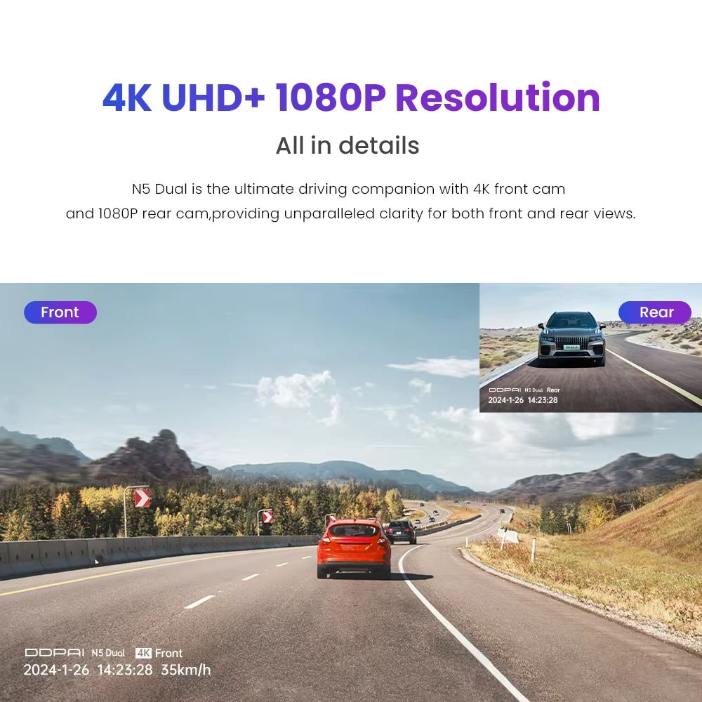 DDPAI N5 4K Dual Dash Cam  Front And Rear Ultra HD Car Camera With Night Vision GPS  ADAS Smart Fea 1