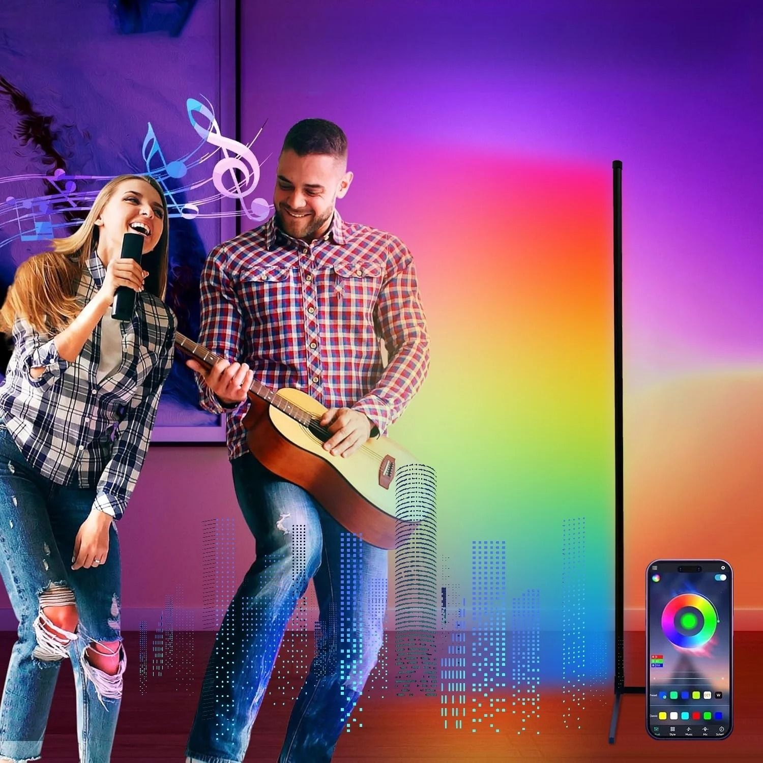 Smart RGB LED Floor Lamp With App Control And Music Sync For Living Room Or Gaming Setup 1