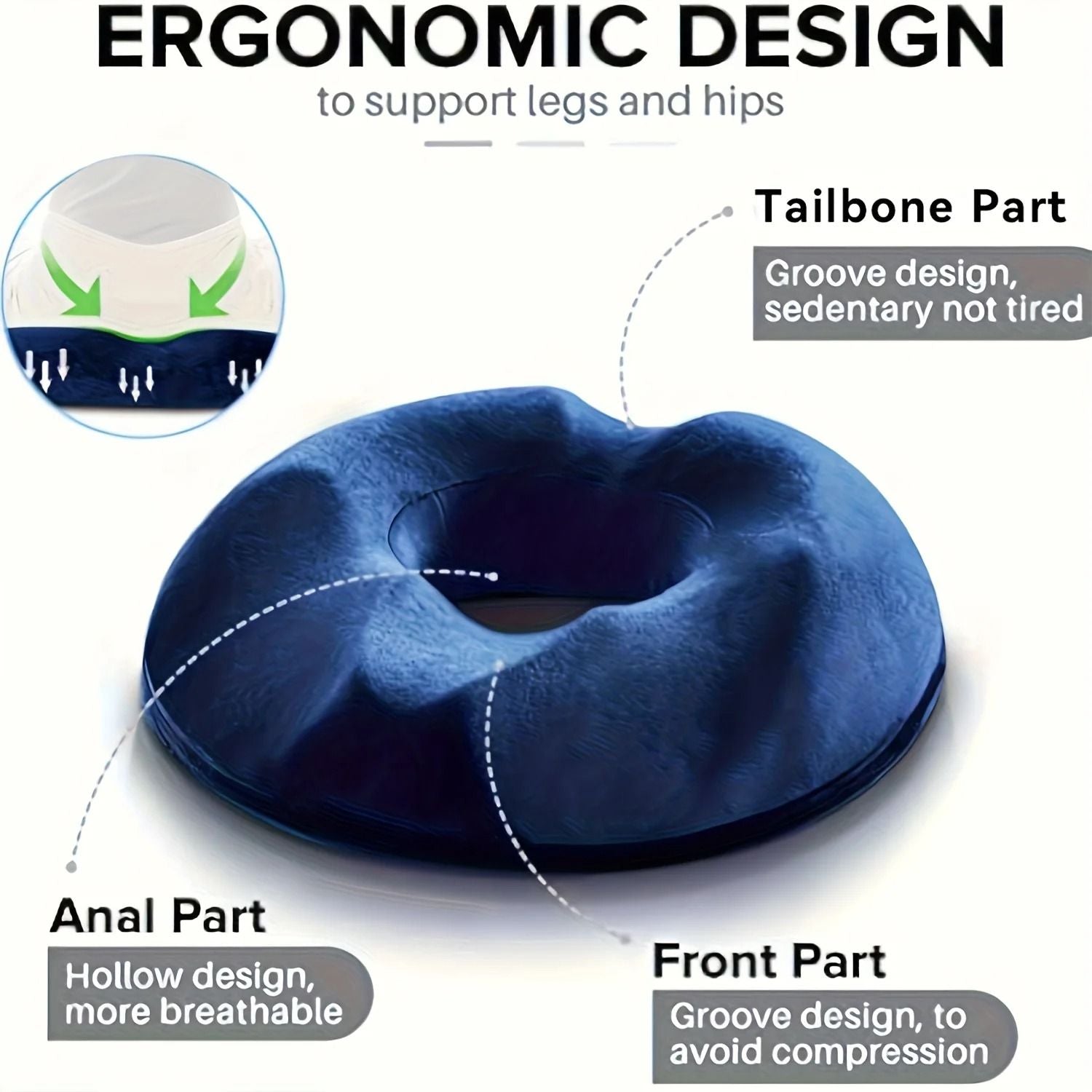 Orthopedic Memory Foam Donut Pillow For Tailbone And Hemorrhoid Relief Seat Cushion For Office Or P 3