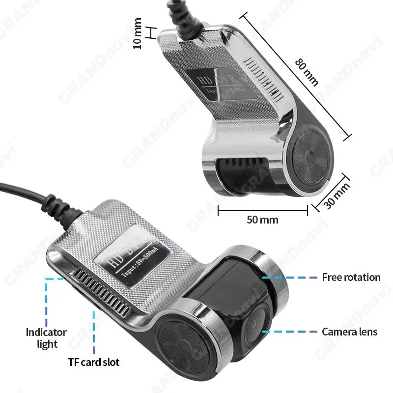 Grandnavi HD 720P Car DVR Dash Cam  USB ADAS Auto Recorder With Voice Alarm For Android Multimedia  2