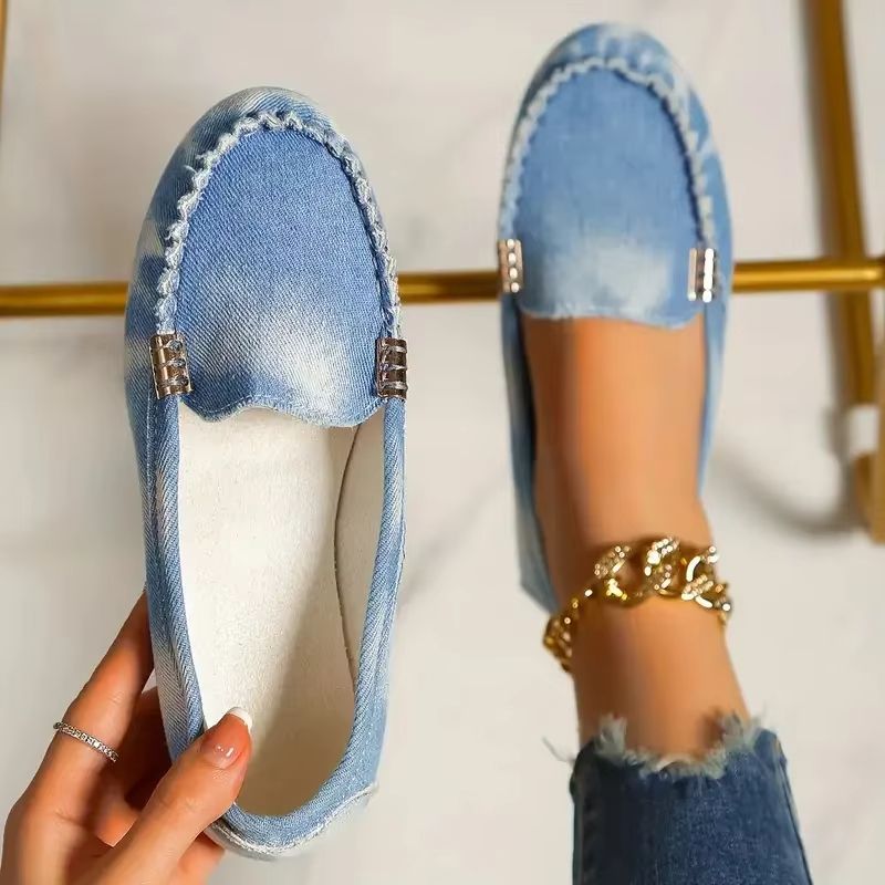 Women Casual Flat Loafers Non Slip Soft Denim Slip On Shoes Spring Autumn 2024 2