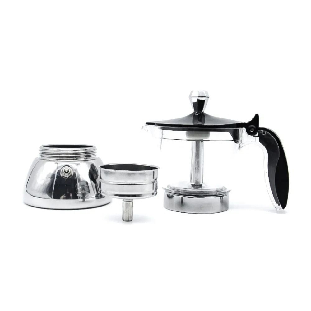 Visible Stainless Steel Moka Pot Coffee Maker With Transparent Pot Body For Espresso And Home Brewi 3