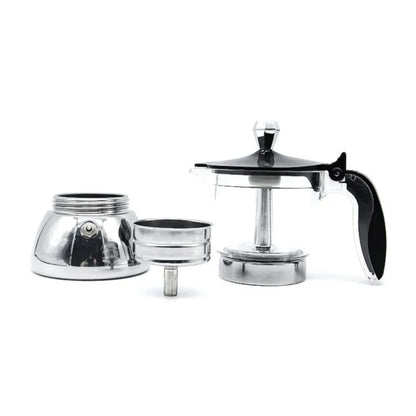 Visible Stainless Steel Moka Pot Coffee Maker With Transparent Pot Body For Espresso And Home Brewi 3