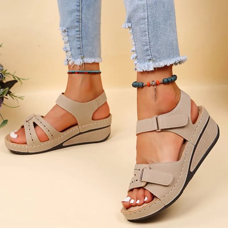 Womens Slip On Open Toe Sandals With Casual Heels For Summer Walking And Party Wear 3