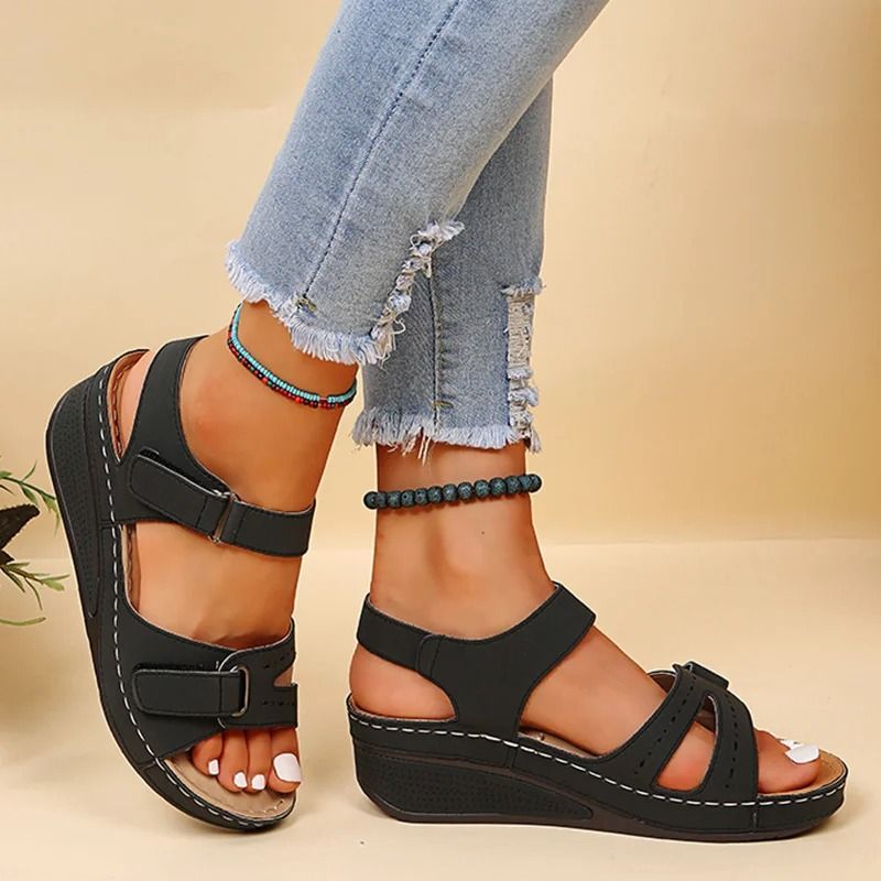 Womens Slip On Open Toe Sandals With Casual Heels For Summer Walking And Party Wear 5