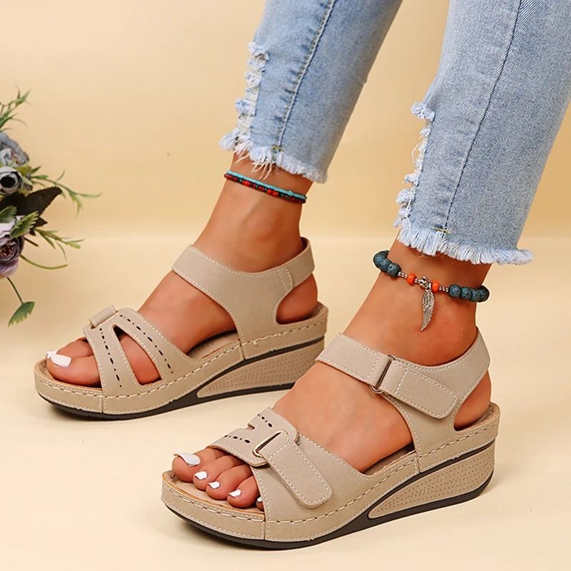 Womens Slip On Open Toe Sandals With Casual Heels For Summer Walking And Party Wear 6