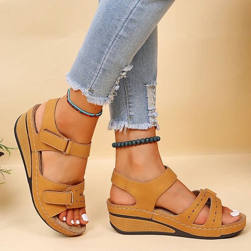 Womens Slip On Open Toe Sandals With Casual Heels For Summer Walking And Party Wear 7