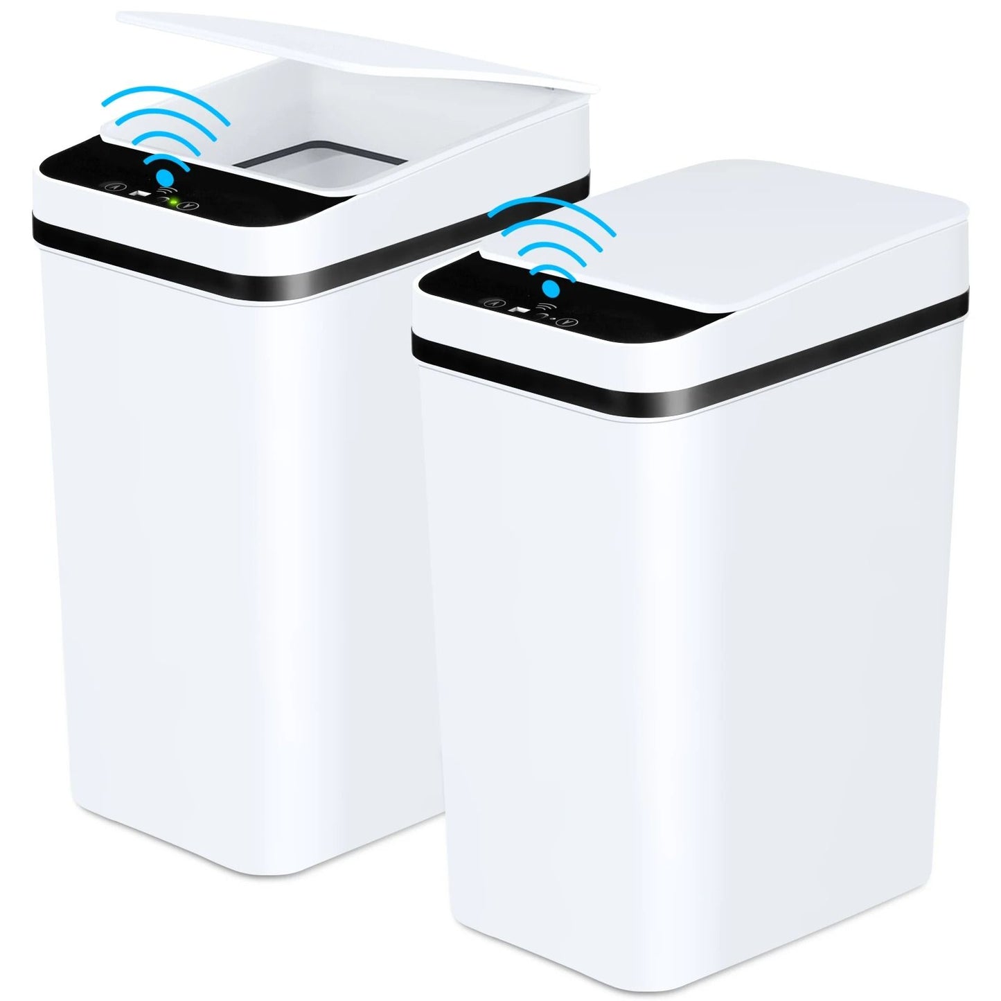 2 Pack 12L Motion Sensor Trash Cans with Lid Slim Touchless Design for Bathroom Bedroom or Office Use