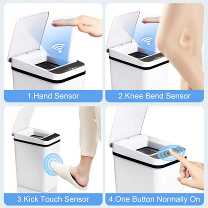 2 Pack 12L Motion Sensor Trash Cans With Lid Slim Touchless Design For Bathroom Bedroom Or Office U 5