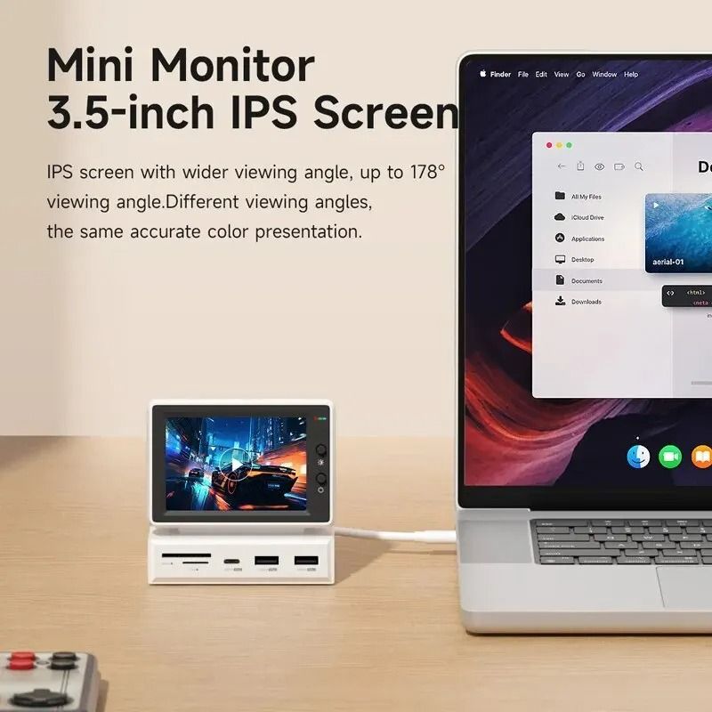 Hagibis 35 Inch IPS Mini PC Screen With USB C Hub For Real Time CPU RAM HDD Monitoring On Laptop Or 3
