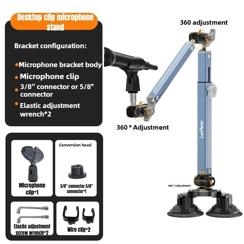 Adjustable Mic Boom Arm With Desk Mount And Detachable Riser For Streaming Recording Or Podcast Set 9
