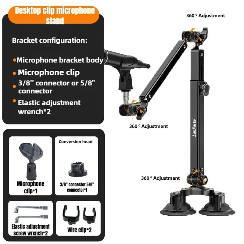 Adjustable Mic Boom Arm With Desk Mount And Detachable Riser For Streaming Recording Or Podcast Set 10