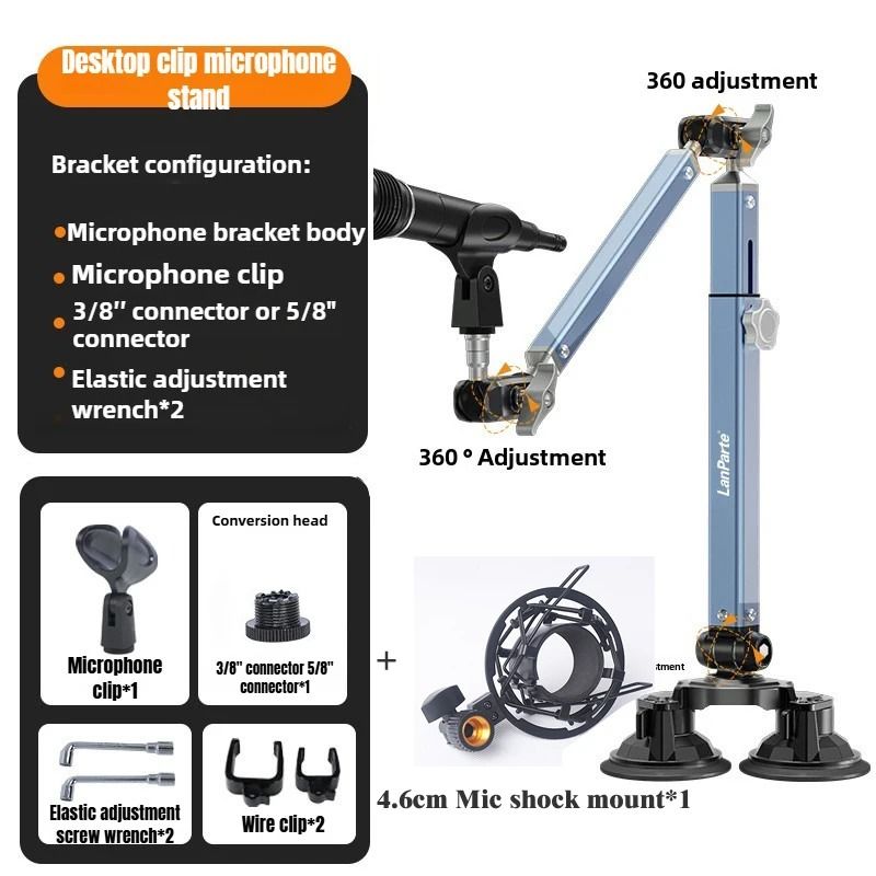 Adjustable Mic Boom Arm With Desk Mount And Detachable Riser For Streaming Recording Or Podcast Set 14