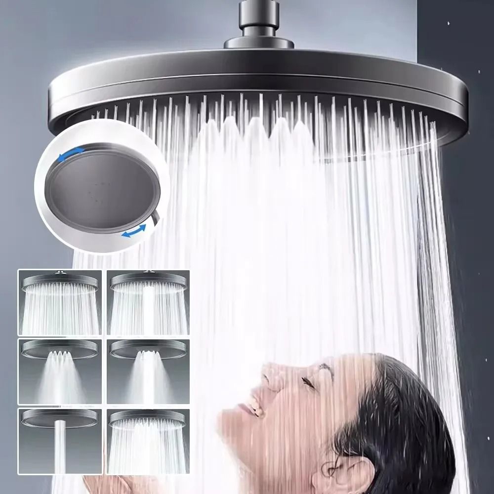 230mm Large Rainfall Shower Head with 6 Spray Modes and Supercharged High Pressure Output for Bathroom Upgrade