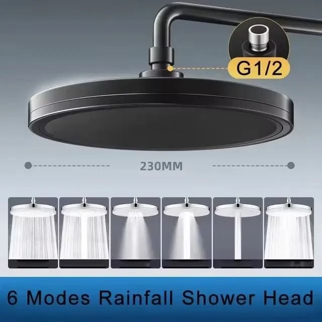 230mm Large Rainfall Shower Head With 6 Spray Modes And Supercharged High Pressure Output For Bathr 9
