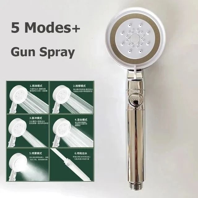 230mm Large Rainfall Shower Head With 6 Spray Modes And Supercharged High Pressure Output For Bathr 6