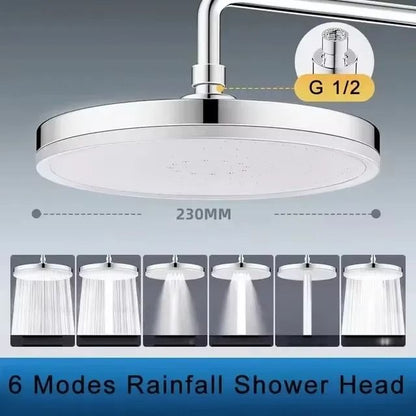 230mm Large Rainfall Shower Head With 6 Spray Modes And Supercharged High Pressure Output For Bathr 7