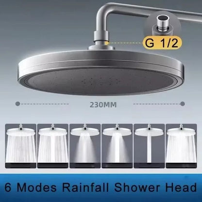 230mm Large Rainfall Shower Head With 6 Spray Modes And Supercharged High Pressure Output For Bathr 8