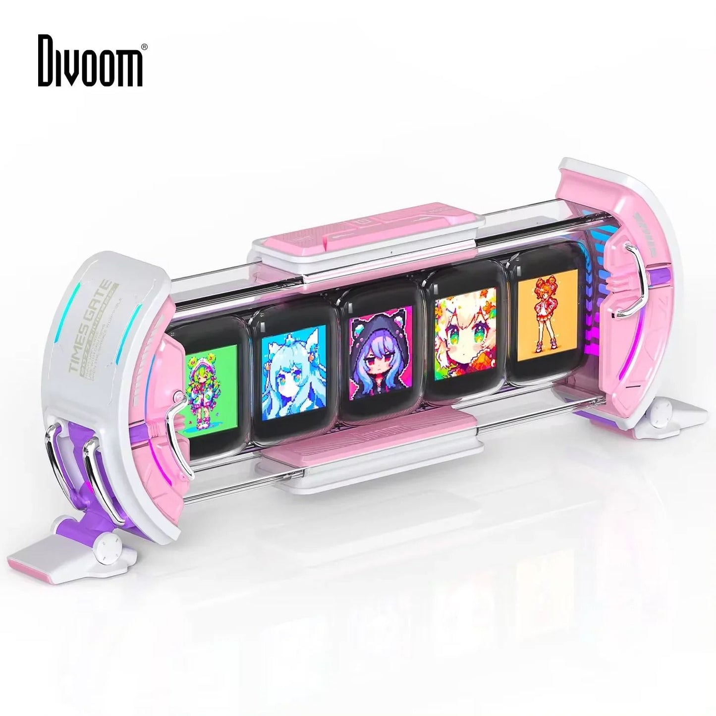 Divoom Times Gate Pixel Art Digital Clock for Gamers with Informative Display and Social Media Animation