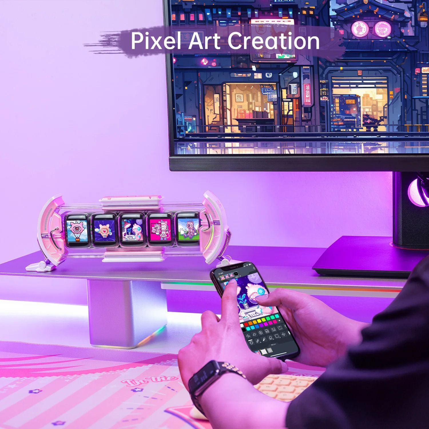 Divoom Times Gate Pixel Art Digital Clock For Gamers With Informative Display And Social Media Anim 4