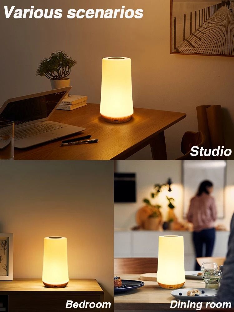 Rechargeable RGB LED Night Light Table Lamp With Remote Control And Touch Sensor For Bedside Or Hom 4