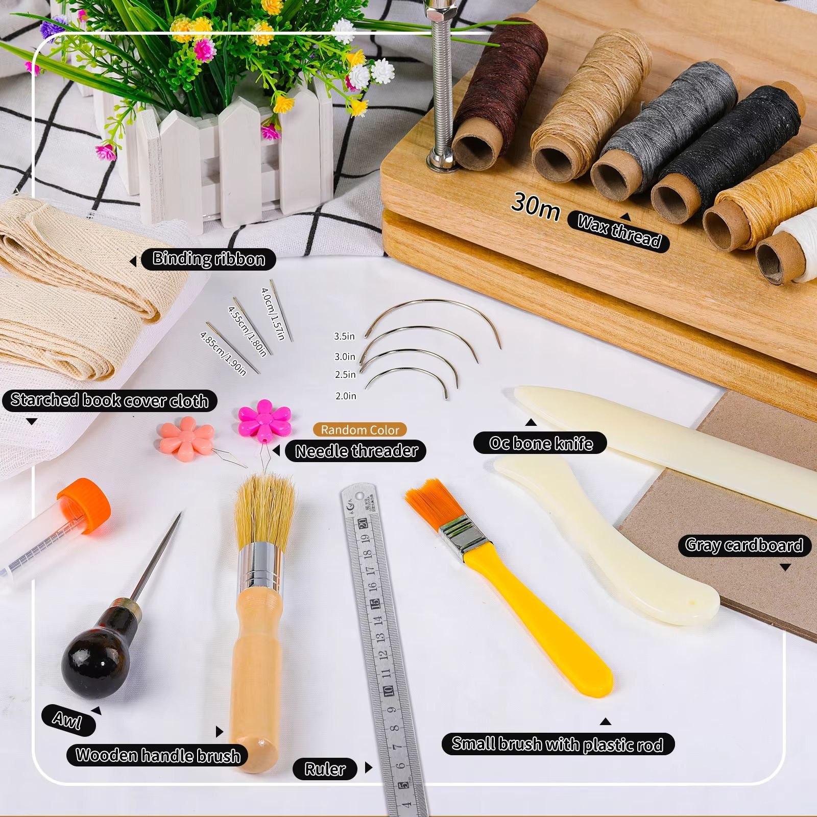 Complete Bookbinding Tools Set With Bone Folder Waxed Thread And Paulownia Wood Portable Binding Pr 5