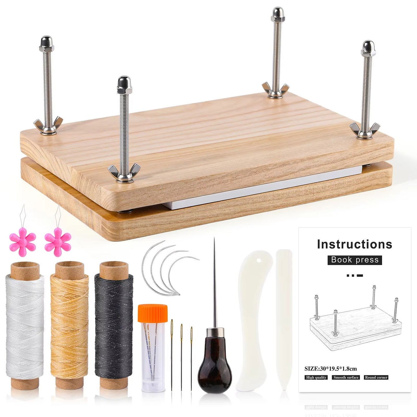 Complete Bookbinding Tools Set With Bone Folder Waxed Thread And Paulownia Wood Portable Binding Pr 6
