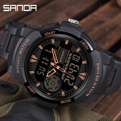Student Sports Watch, Dual Display Waterproof Digital LED Watch, Multifunction Electronic Student Timepiece