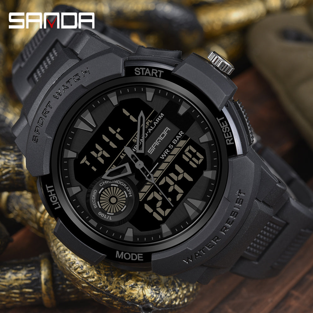 Student Sports Watch, Dual Display Waterproof Digital LED Watch, Multifunction Electronic Student Timepiece