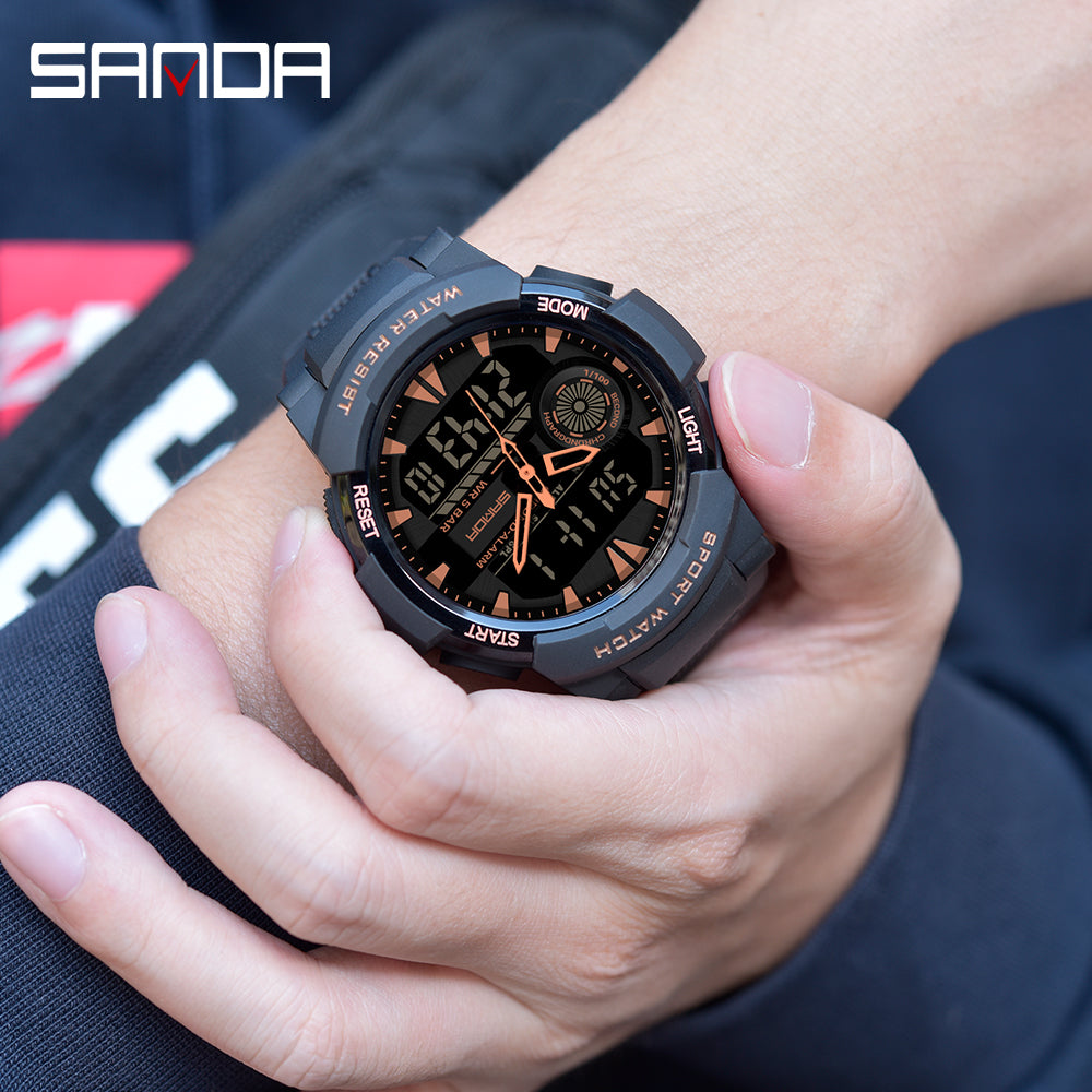 Student Sports Watch, Dual Display Waterproof Digital LED Watch, Multifunction Electronic Student Timepiece