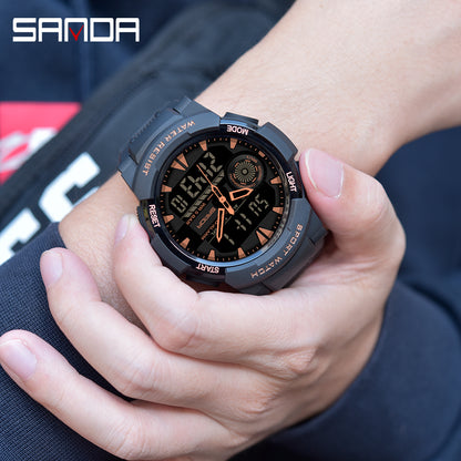 Student Sports Watch, Dual Display Waterproof Digital LED Watch, Multifunction Electronic Student Timepiece