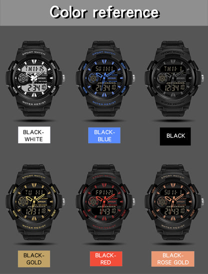 Student Sports Watch, Dual Display Waterproof Digital LED Watch, Multifunction Electronic Student Timepiece