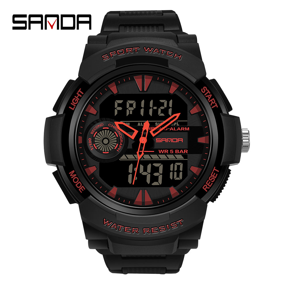 Student Sports Watch, Dual Display Waterproof Digital LED Watch, Multifunction Electronic Student Timepiece