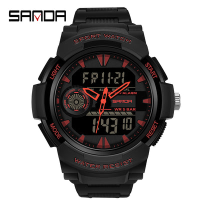 Student Sports Watch, Dual Display Waterproof Digital LED Watch, Multifunction Electronic Student Timepiece