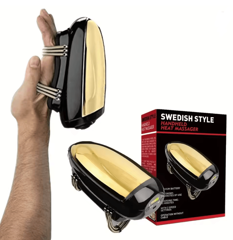 Mens Barberology Cordless Metal Heat Massager for Scalp and Muscle Relief