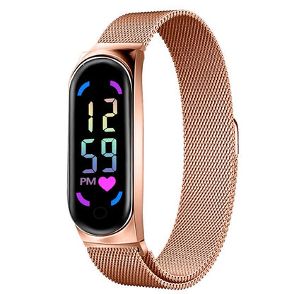 Waterproof Digital LED Watch for Women 2024, Magnetic Strap, Stylish Touch Screen Feminine Clock Gift Idea