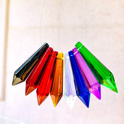 5PCS Crystal Pointed Beads, Chandelier Crystals, Lamp Prism Glass Bead Suncatcher for Windows Decor, DIY Hanging Pendant