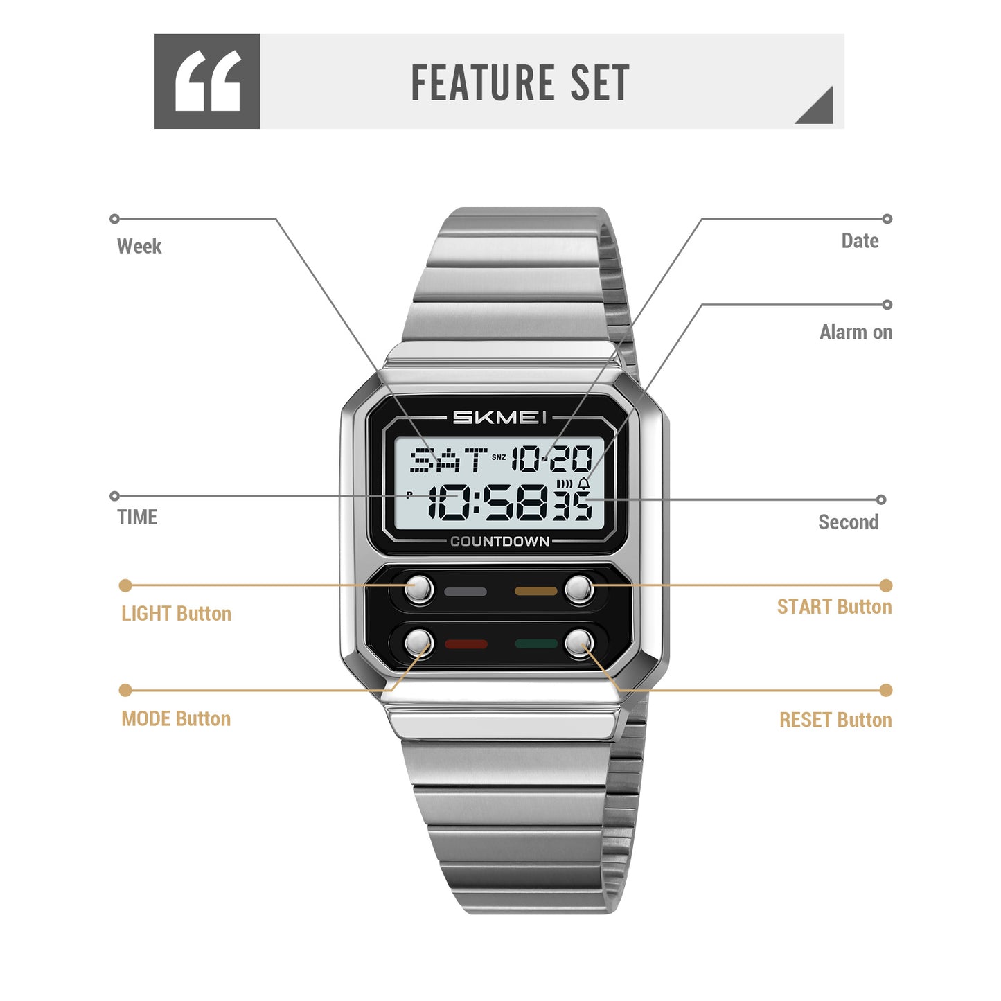 Retro Luxury Time Digital Electronic Watch for Women, Business Men Chrono Wristwatch, Waterproof Student Clock
