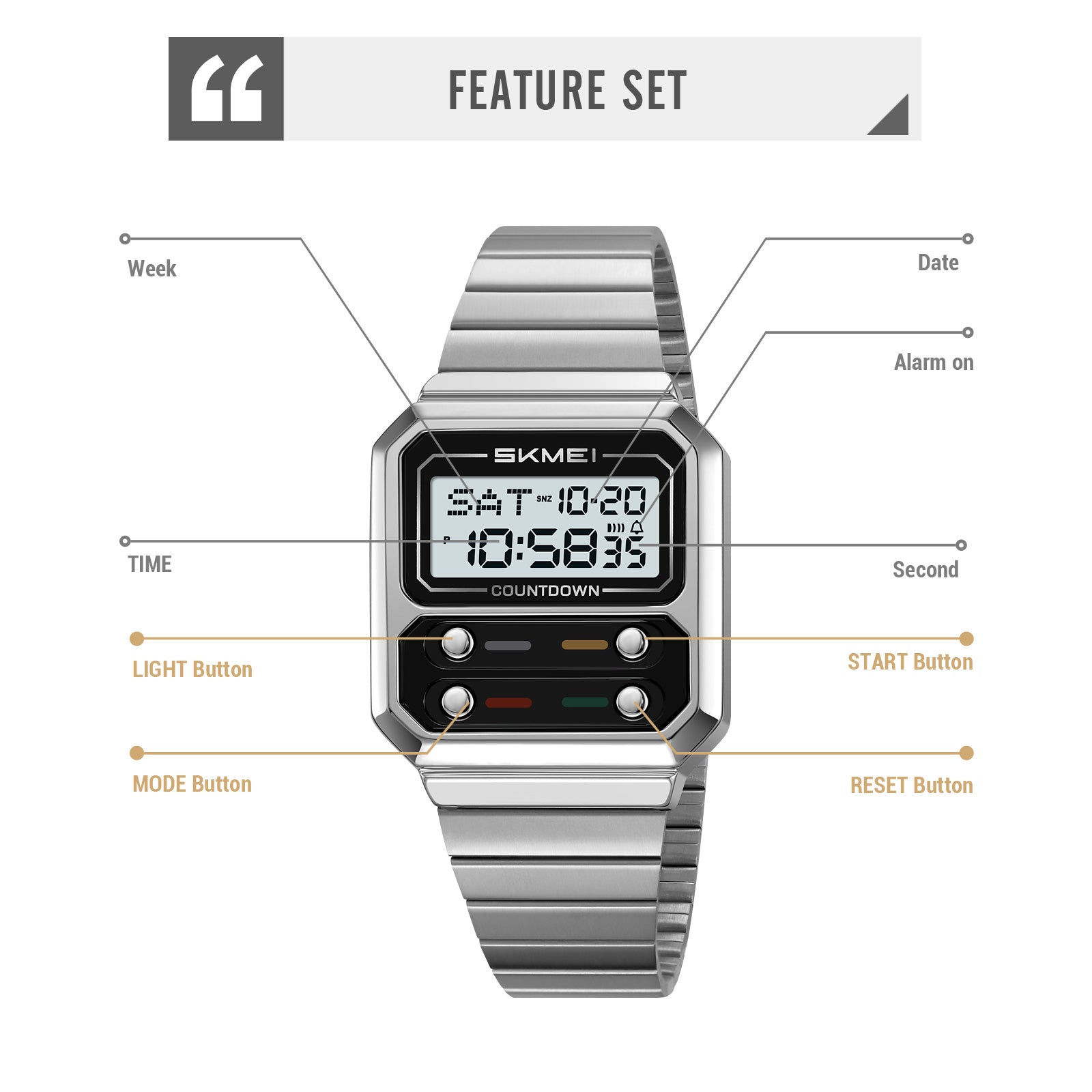 Retro Luxury Time Digital Electronic Watch for Women, Business Men Chrono Wristwatch, Waterproof Student Clock