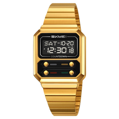 Retro Luxury Time Digital Electronic Watch for Women, Business Men Chrono Wristwatch, Waterproof Student Clock