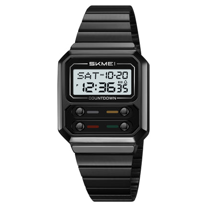 Retro Luxury Time Digital Electronic Watch for Women, Business Men Chrono Wristwatch, Waterproof Student Clock