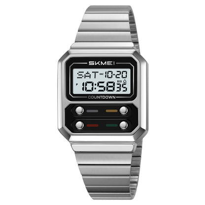 Retro Luxury Time Digital Electronic Watch for Women, Business Men Chrono Wristwatch, Waterproof Student Clock
