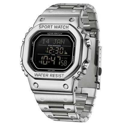 Waterproof Digital Men Watch, LED Chronograph Date Display, Luminous Golden Strap Wristwatch for Men