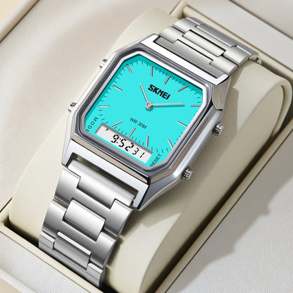 SKMEI Digital Watch for Men Women, Dual Display Quartz Timepiece, 3Time Luminous Waterproof Fashion Wristwatch